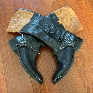Sam Edelman 'Park' Tall Leather Boots With Spikes Size 10